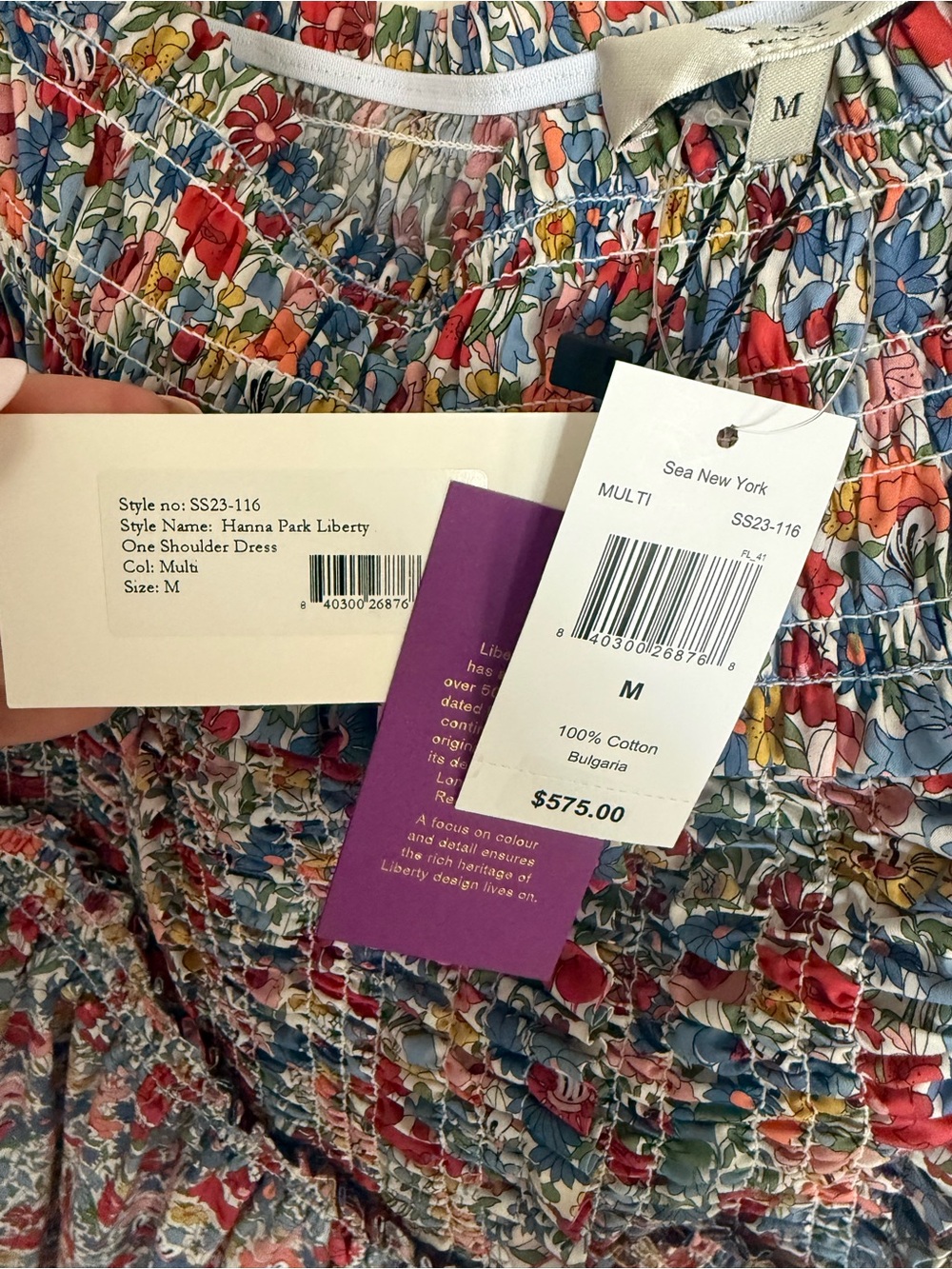 NWT Sea New York Hanna Liberty One-Shoulder Midi Dress in Multi-Color Floral - Picture 12 of 12